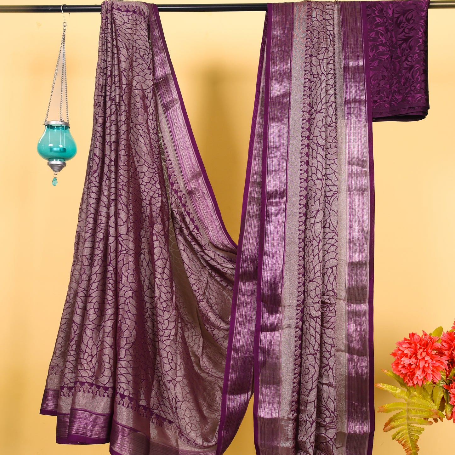 Semi Silk Jacquard Lavender Purple Saree | Maguvaa Sarees