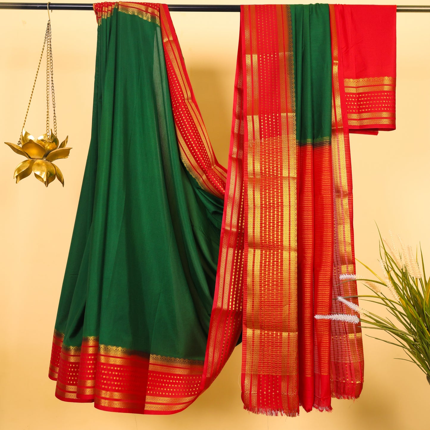 Semi Mysore Silk Saree with Contrast Border | Maguvaa Sarees