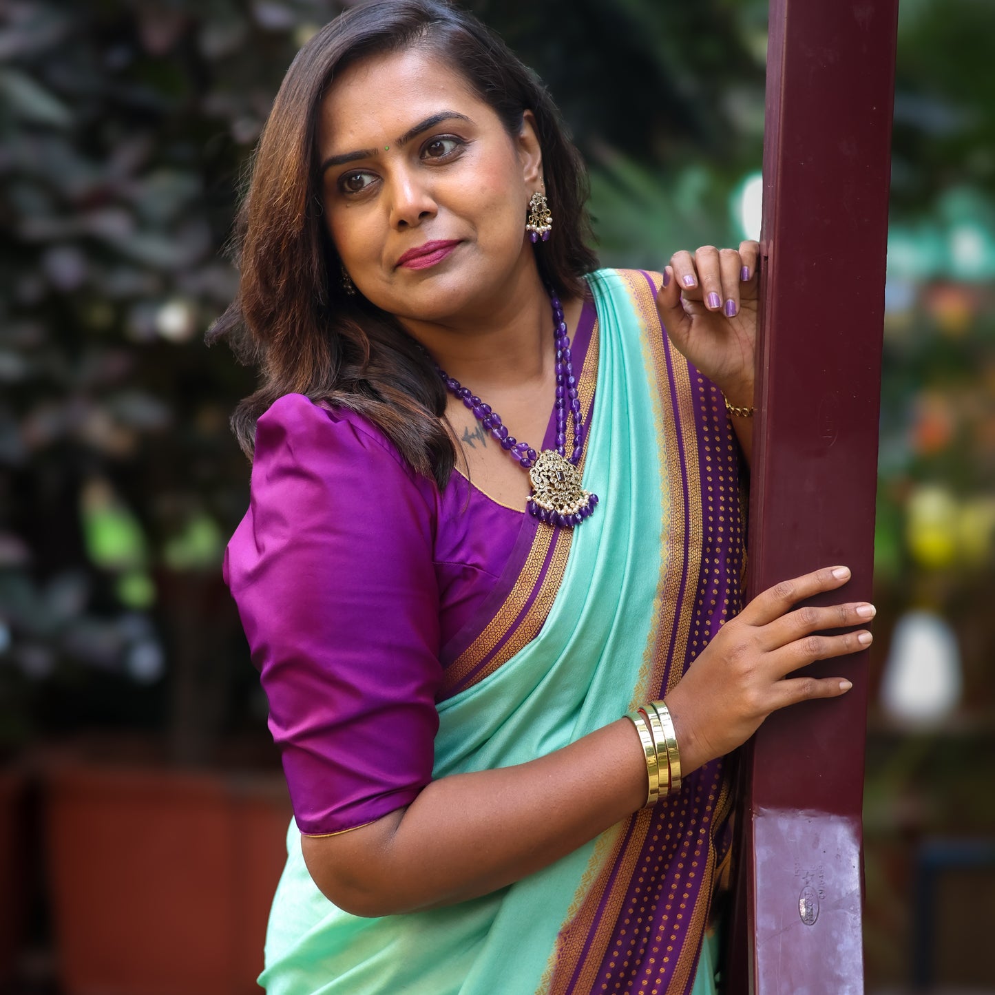 Semi Mysore Silk Saree with Contrast Border | Maguvaa Sarees