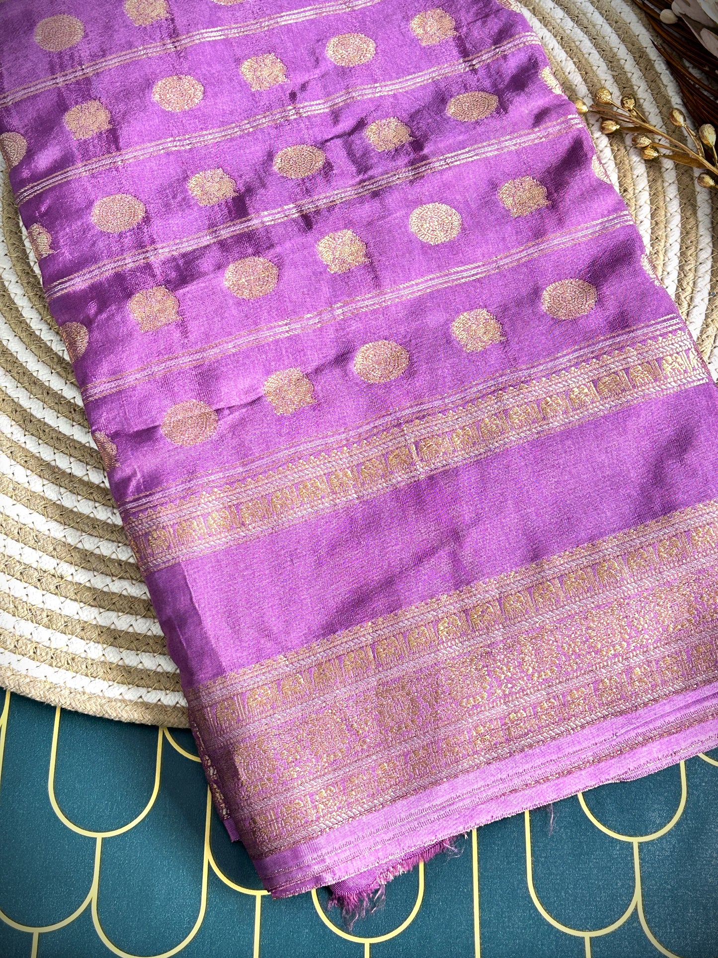Russian Silk with all over butti and bentex border | Mauve | Maguvaa Sarees
