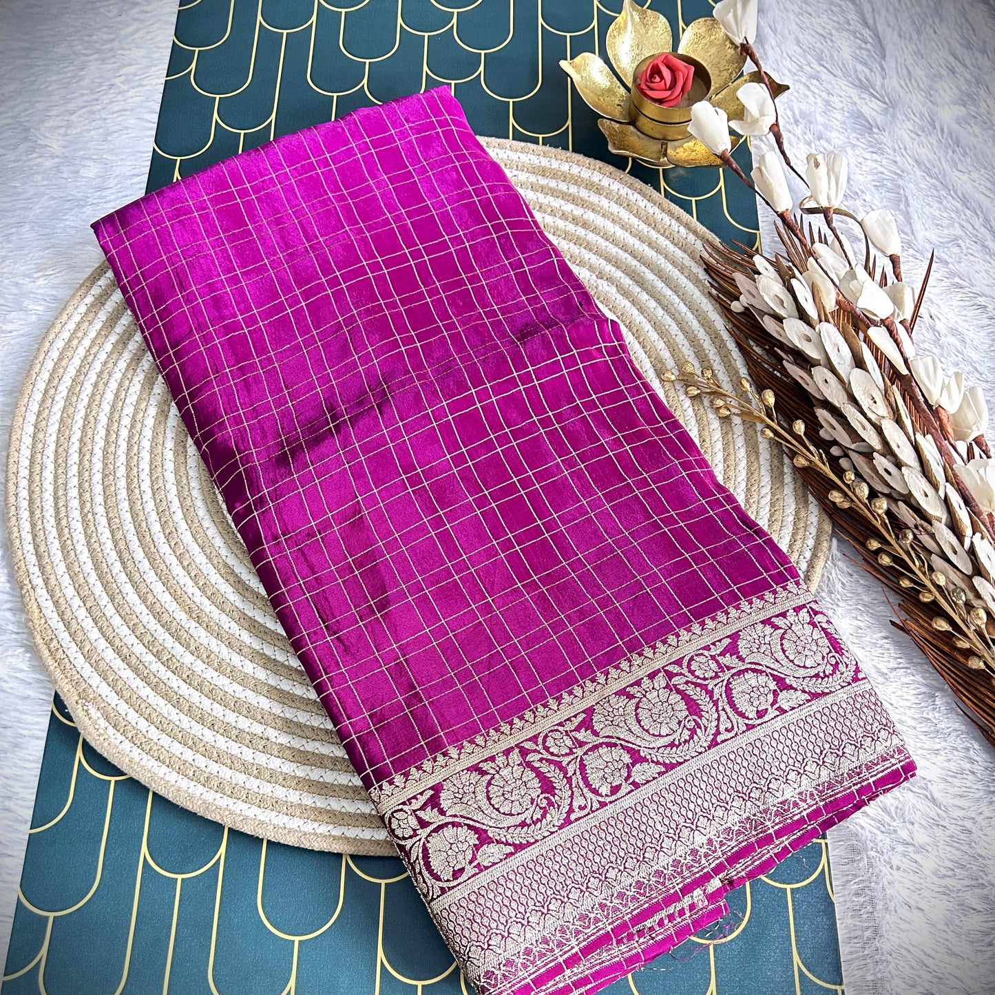 Organza Shaded Saree with Tissue Border | Majenta | Maguvaa Sarees