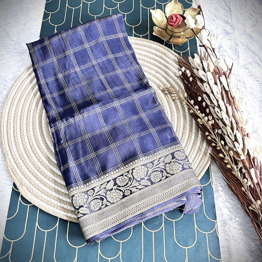 Organza Shaded Saree with Tissue Border | Dark Grey | Maguvaa Sarees