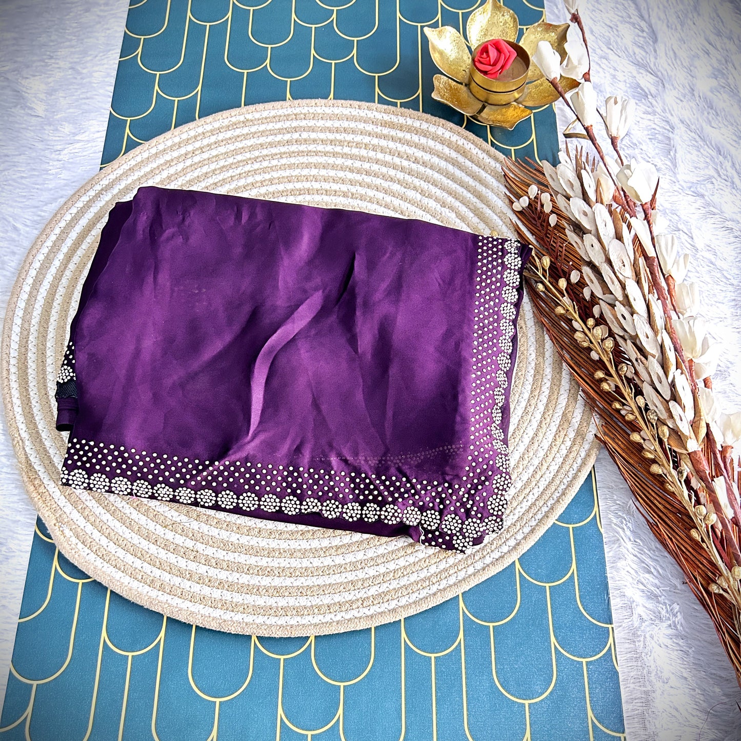 Premium Chiffon with stone work | Dark Purple | Maguvaa Sarees