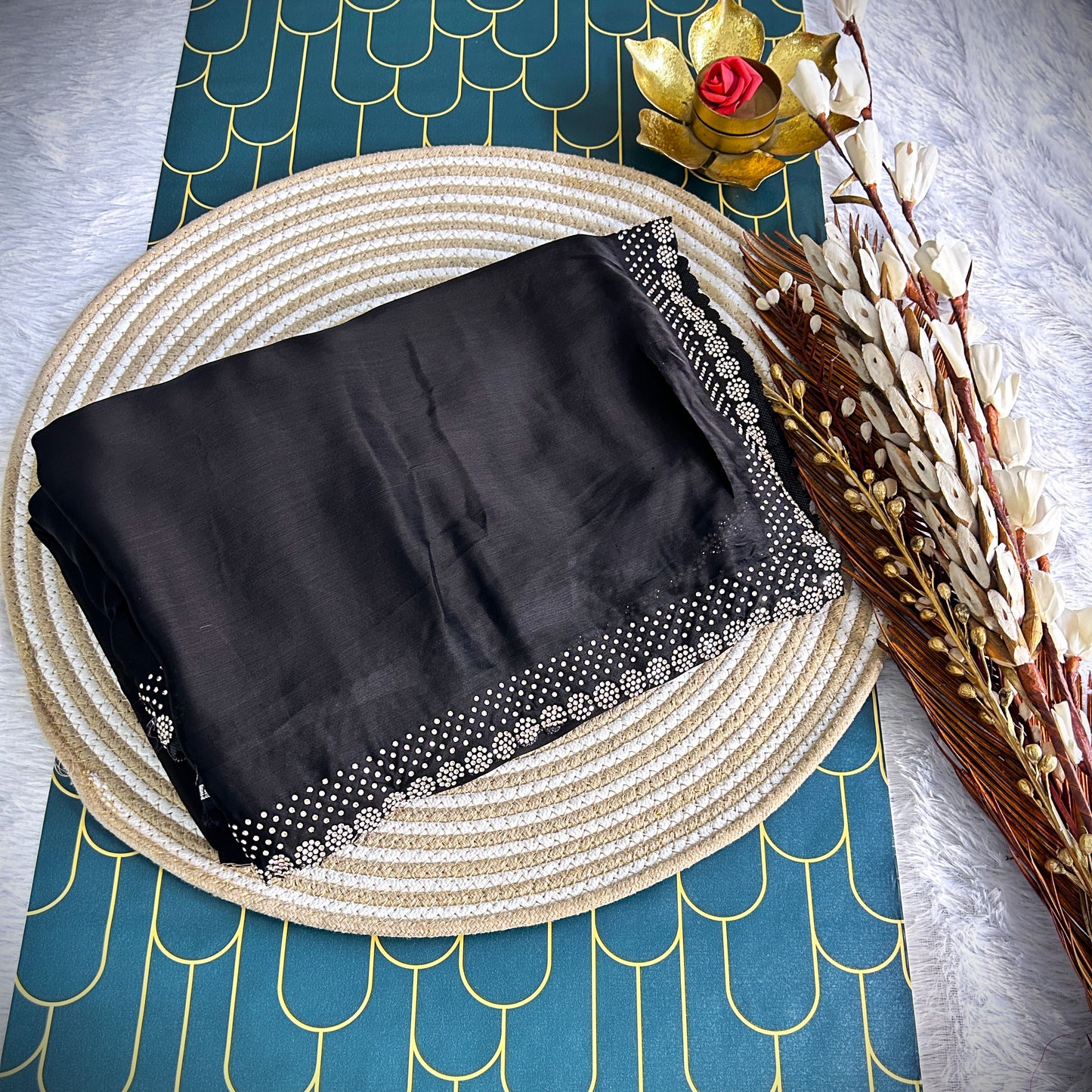 Premium Chiffon with stone work | Black | Maguvaa Sarees